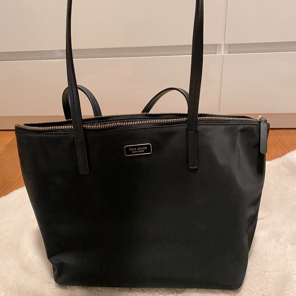 Kate spade small part-canvas tote with leather handle